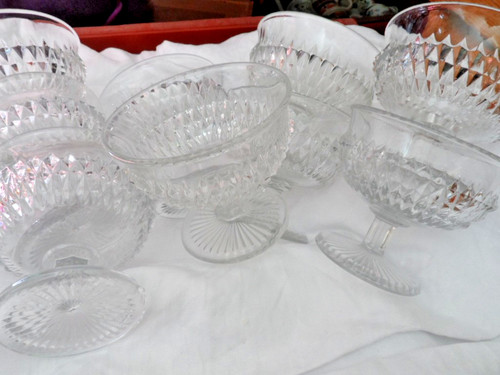 Nine large faceted glass