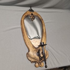 Vintage Wooden Mirrored Candle Stick Holder