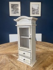 Distressed Wooden Tabletop or Wall Hanging Upright 2 Drawer, Wire & Shelves Cab