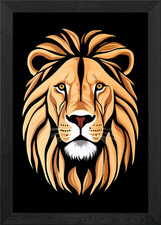 Lion Head Illustration Framed