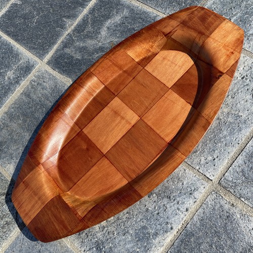 Vtg parquet weave bamboo teak - parquet,