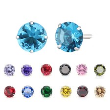 GENUINE 925 STERLING SILVER CUBIC ZIRCONIA STUD EARRINGS SOLID SILVER