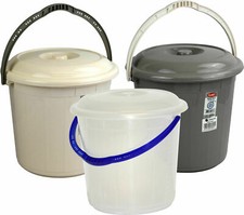 Plastic Bucket with Lid Handle Small Large Storage Bucket Bin Container 5,15,20L
