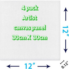 4 Pack  Artist Canvas Panel Board Art Painting For Acrylic & Oil 30cm x 30cm