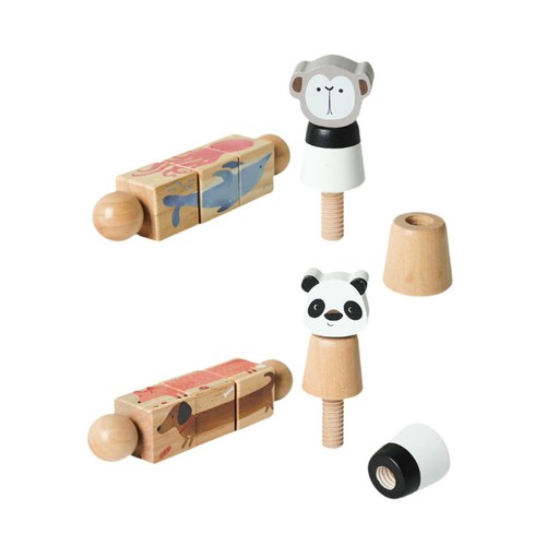Wooden animal rotating blocks - rotating,