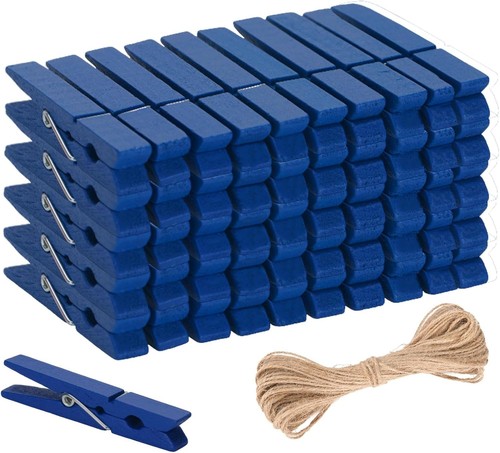 Blue wooden clothes pins - blue,