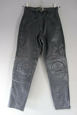 KETT BLACK COWHIDE LEATHER BIKER TROUSERS SIZE 14: WAIST 26 IN/INSIDE LEG 30 IN