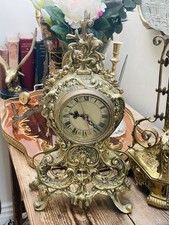 French Louis XV Style Brass  Mantel Clock