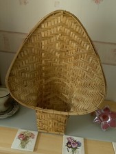Vintage Wicker Rattan Fan Back Peacock Large Basket Plant Stand Pre-Loved
