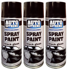 3 x AX BLACK GLOSS Spray Paint Aerosol Can Auto Extreme Car Van Bike 250ml