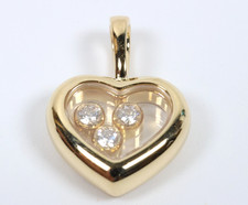 Chopard Happy Diamonds 3P 18k Yellow Gold Heart Pendant Top Necklace Charm Gift