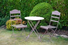 Wrought Iron Table and Chairs | Two Chair Bistro Set Outdoor Garden Ornament