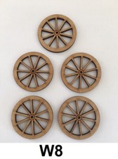 5 X OLD CART WHEELS 50MM LASER