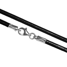 3mm BLACK / BROWN LEATHER CORD NECKLACE 925 STERLING SILVER CLASP LENGTH CHOICE