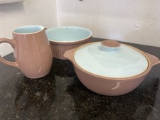 Langley Pottery Pink & Blue Stoneware Jug Oven Dish & Casserole Set England