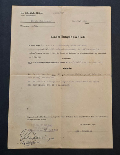 Wwii era german denazification - german,