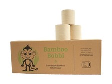 Bamboo Bobbi Eco Toilet Tissue Paper Roll, 24 Rolls, 3 Ply, Unbleached, Soft