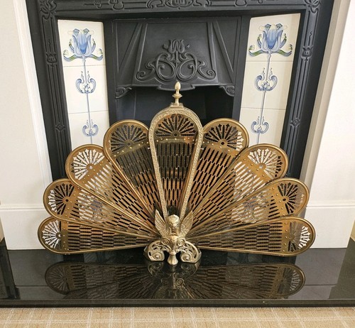 Stunning brass peacock fan - brass,