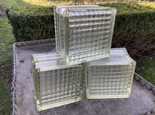 Used Crosshatch Small Glass Brick/Block 146x146x94mm, Architectural Privacy Wall