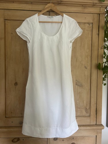 Boden white linen shift dress