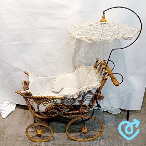 Vintage wooden pram with - vintage,