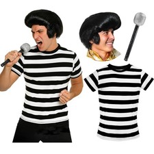 Jailhouse King Of Rock N Roll Costume Set Tshirt Wig Microphone Music Icon