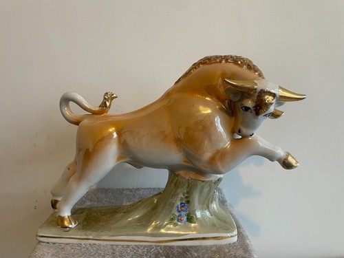 Vintage porcelain bull - vintage,