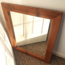 Large Mirror, Beautiful Rectangular Mirror Nice Wooden Surround, Home Decor Rare