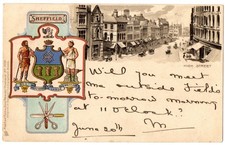 Undivided Back Tuck Heraldic Postcard No 1056 - High Street, Sheffield, 1903.