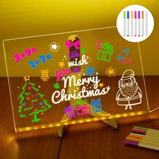 LED Luminous Message Note Board with Colors, Acrylic Dry Erase Board & 7 Pens UK