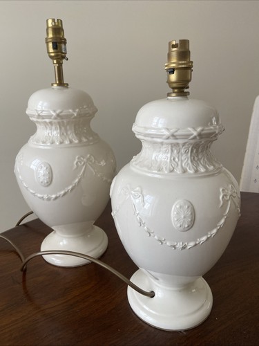 Royal creamware lamps pair - creamware,