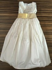 BHS Bridesmaid Dress Age 4 Ivory + Gold Some Stains Bolero Shoes Tiara Bracelet