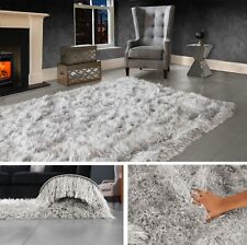 Silver Large SHAGGY Floor RUG Soft SPARKLE Shimmer Extra Thick 9cm Pile
