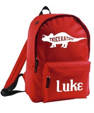 Kid's Triceratops Dinosaur Bag Add Name Customised Backpack Boy Girl Rucksack