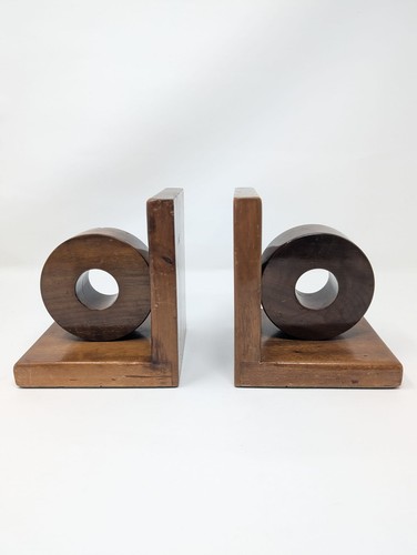 Vintage wooden bookends art - wooden,