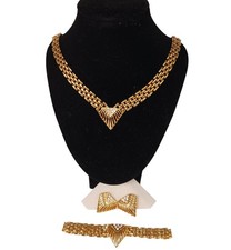 Pierre Cardin Gold Tone Necklace, Bracelet, Earrings Set in Original Box