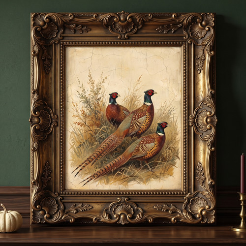 Vintage pheasant birds poster - birds,