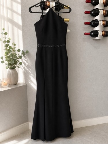 Helsi black beaded halter - beaded, gown