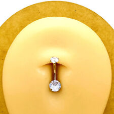 Coloured Belly Bar 316L Surgical Steel Navel Double Crystal Cubic Zirconia