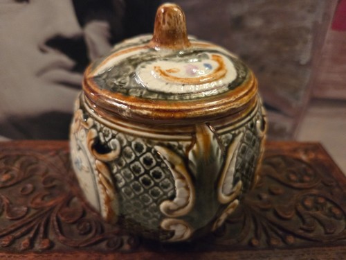 Antique majolica lidded - antique,