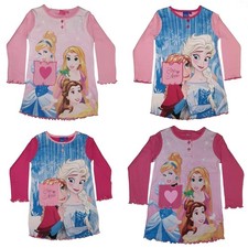 Girls Long Sleeve Nightie Disney Princess Frozen Kids Cotton Nightdress