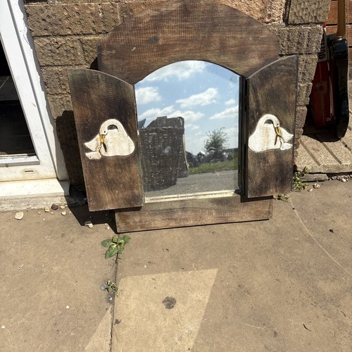 Lovely wooden goose mirror - wooden,