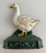 Vintage Cast Iron Goose In Grass Heavy Doorstop 8  “ Wide X  9 1/2 “ Inches￼Tall