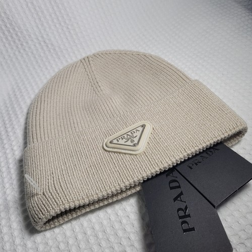 Prada knit logo beanie hat - prada,