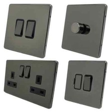 Screwless - Black Nickel Plug Sockets Light Switches -Whole Range CHEAP!