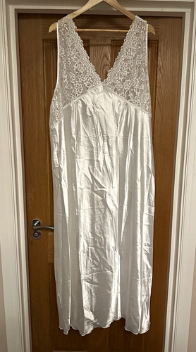 Ladies white satin - white, long