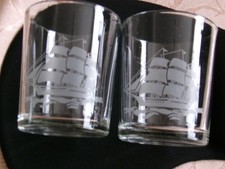 WHISKY GLASSES x 2 - PATTERNED