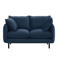 *WAS £900* LOLA SOFA / NAVY BLUE / VELVET / BLACK METAL LEGS / 2.5-SEAT