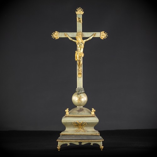 Altar crucifix painted - altar, gilded