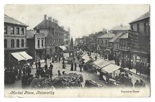 Holsworthy Market Place stalls shops people 1904 thimble postmark postcard Devon